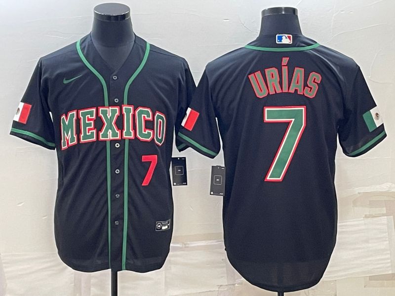 Men 2023 World Cub Mexico #7 Urias Black Nike MLB Jersey4